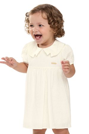 Vestido Bebê Menina Gola Boneca Bordado Colorittá Bege