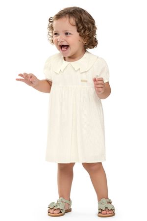 Vestido Bebê Menina Gola Boneca Bordado Colorittá Bege