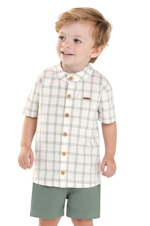 Conjunto Infantil Menino Camisa Xadrez Colorittá Bege