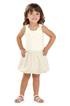 Conjunto Infantil Menina Balonê Brilho Colorittá Bege