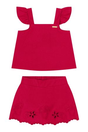 Conjunto Infantil Menina Bordado Vazado Colorittá Vermelho
