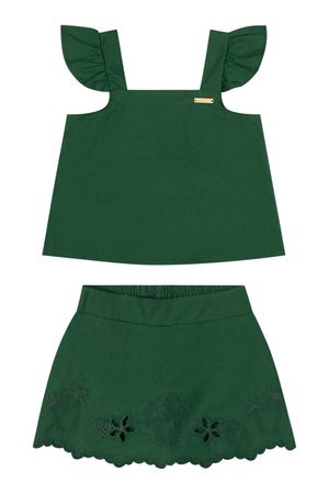 Conjunto Infantil Menina Bordado Vazado Colorittá Verde