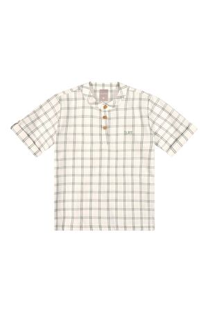 Camisa Infantil Menino Gola Padre Xadrez Colorittá Bege