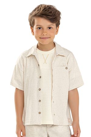 Camisa Infantil Menino Malha Linho Colorittá Bege