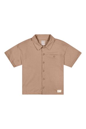 Camisa Infantil Menino Malha Linho Colorittá Marrom