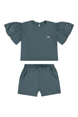 Conjunto Infantil Menina Manga Ampla Colorittá Azul