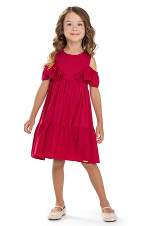 Vestido Infantil Menina Recorte Ombro Colorittá Vermelho