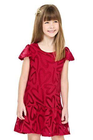 Vestido Infantil Menina Tule Corações Elian Vermelho