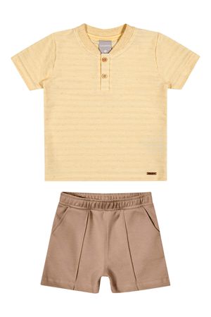 Conjunto Infantil Menino Linho Listrado Colorittá Amarelo