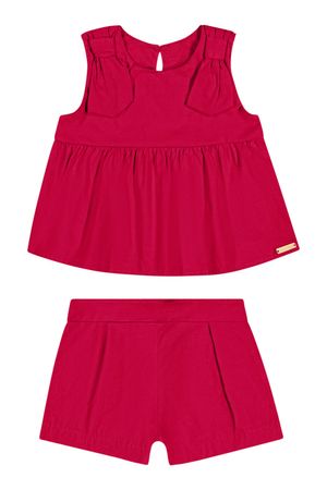 Conjunto Bebê Menina Tricoline Laços Colorittá Vermelho