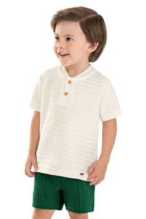 Conjunto Infantil Menino Linho Listrado Colorittá Bege