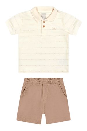 Conjunto Infantil Menino Polo Trabalhada Colorittá Bege
