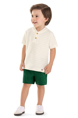 Conjunto Infantil Menino Linho Listrado Colorittá Bege