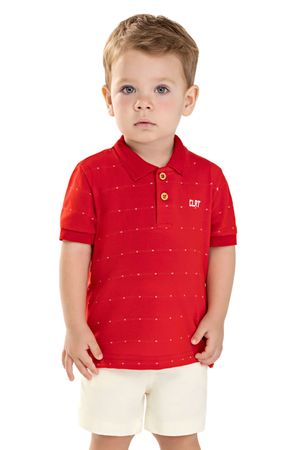 Conjunto Infantil Menino Polo Trabalhada Colorittá Vermelho
