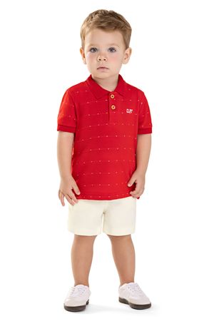 Conjunto Infantil Menino Polo Trabalhada Colorittá Vermelho