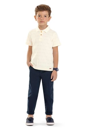 Camisa Polo Infantil Menino Listras Colorittá Bege
