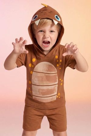 Conjunto Infantil Menino Fantasia Dino Elian Marrom
