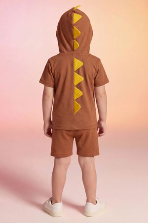 Conjunto Infantil Menino Fantasia Dino Elian Marrom