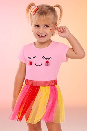 Conjunto Infantil Menina Fantasia Tutu Elian Rosa