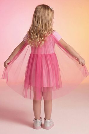 Vestido Infantil Menina Fantasia Com Asas Elian Rosa