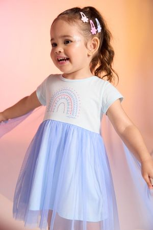 Vestido Infantil Menina Fantasia Com Asas Elian Azul