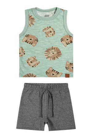 Conjunto Bebê Menino Malha Flamê Selva Elian Verde