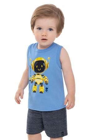 Conjunto Bebê Menino Robô Curto Elian Azul