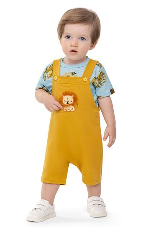 Conjunto Bebê Menino Leão Com Bordado Elian Azul