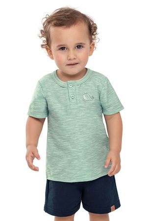 Conjunto Bebê Menino Malha Flamê Baleia Elian Verde