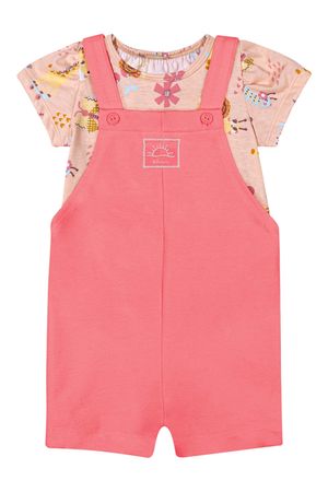 Conjunto Bebê Menina Jardineira Bordada Elian Rosa