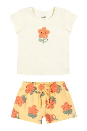 Conjunto Bebê Menina Glitter Florzinha Elian Bege