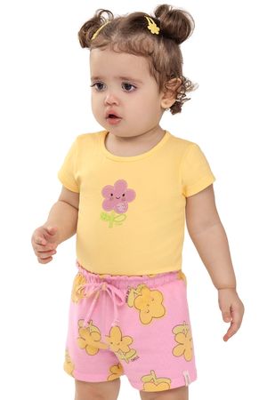 Conjunto Bebê Menina Glitter Florzinha Elian Amarelo