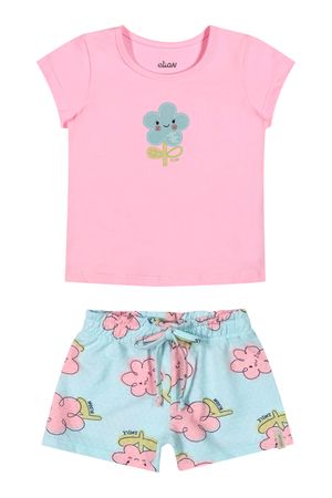 Conjunto Bebê Menina Glitter Florzinha Elian Rosa