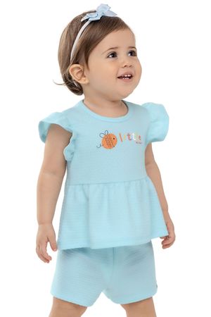 Conjunto Bebê Menina Abelhinha Glitter Elian Azul
