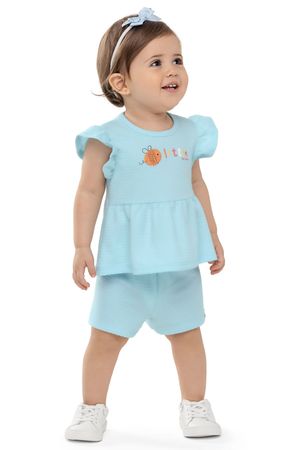 Conjunto Bebê Menina Abelhinha Glitter Elian Azul