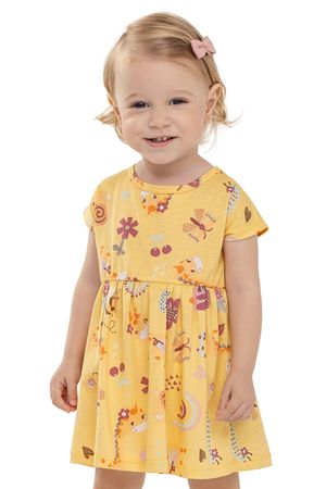 Vestido Bebê Menina Girafinhas Elian Amarelo