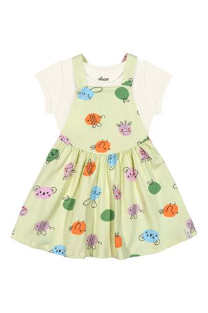 Conjunto Bebê Menina Salopete Bichinhos Elian Bege