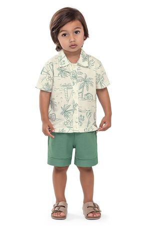 Conjunto Social Infantil Menino Tropical Elian Bege