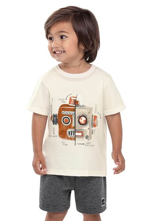 Conjunto Curto Infantil Menino Robô Elian Bege