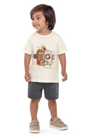 Conjunto Curto Infantil Menino Robô Elian Bege