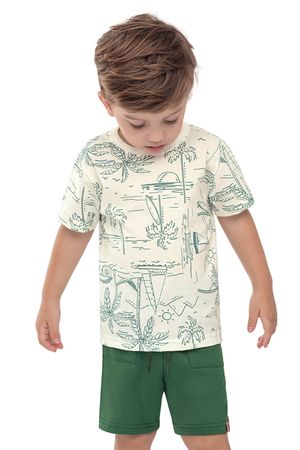 Conjunto Curto Infantil Menino Tropical Elian Bege