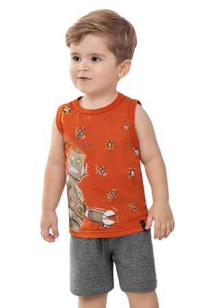 Conjunto Infantil Menino Robôs Elian Laranja