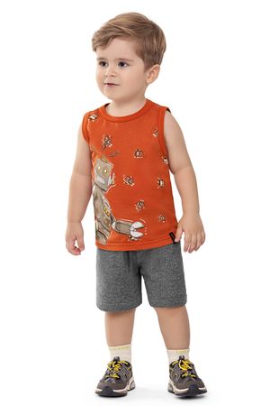 Conjunto Infantil Menino Robôs Elian Laranja