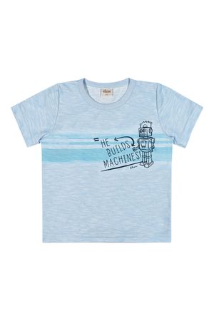 Camiseta Infantil Menino Malha Flamê Robô Elian Azul