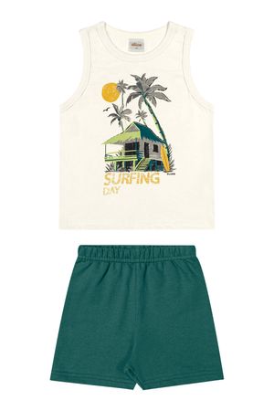 Conjunto Infantil Menino Regata Estampada Elian Bege