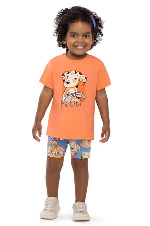 Conjunto Infantil Menina Dálmata Brilho Elian Laranja