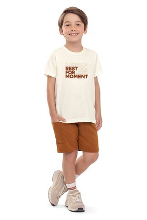 Conjunto Infantil Menino Puff Texturizado Elian Bege