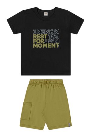 Conjunto Infantil Menino Puff Texturizado Elian Preto