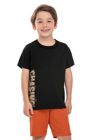 Conjunto Infantil Menino Estampa Lateral Elian Preto