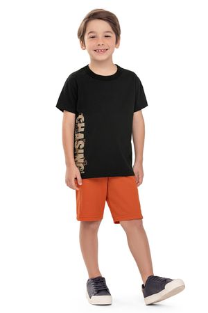 Conjunto Infantil Menino Estampa Lateral Elian Preto